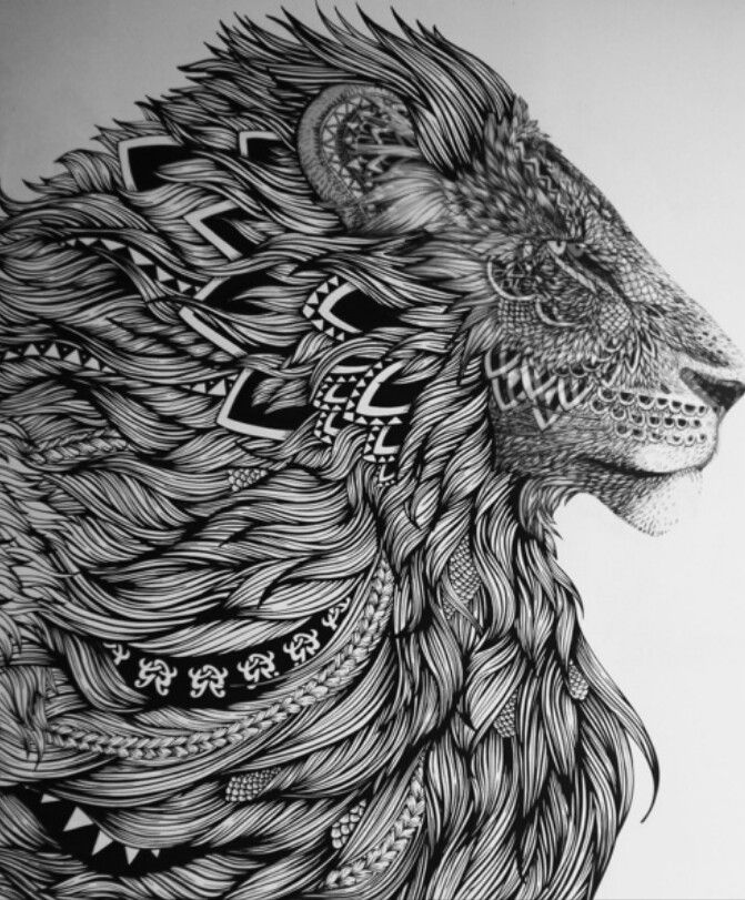 Amazing Geometric Lion Head Tattoo Design
