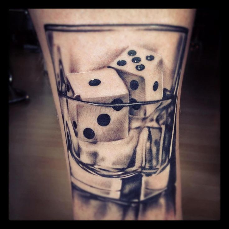 Amazing Two Dice In Glass Tattoo Design