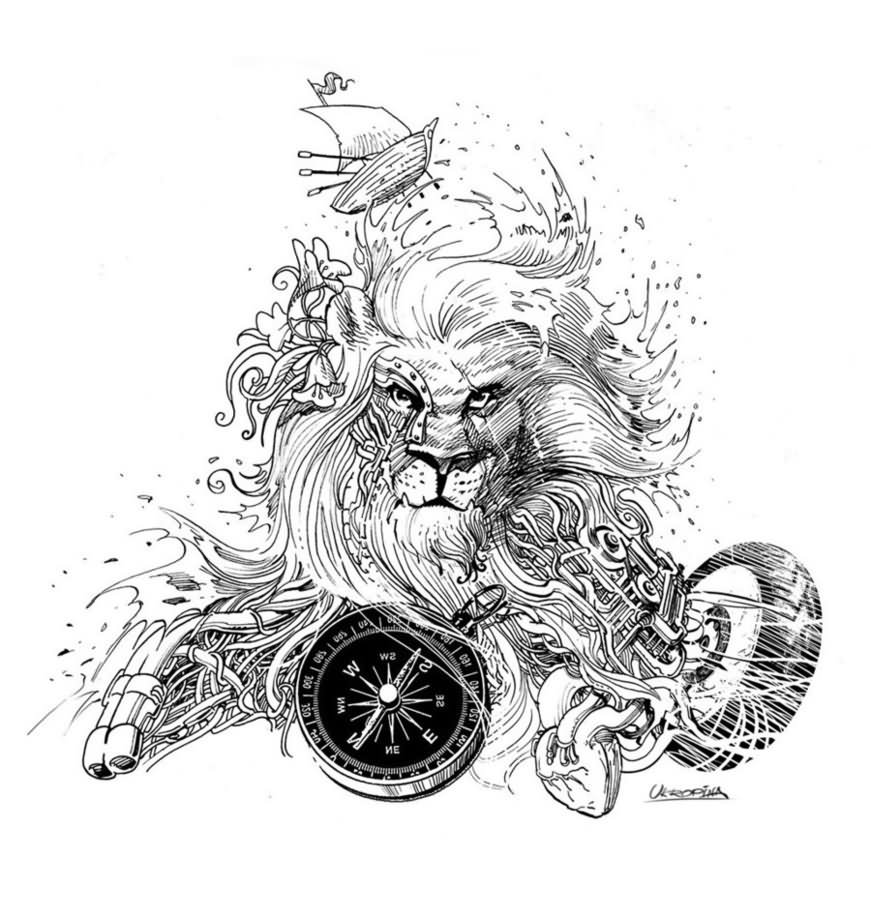 Amazing lion tattoo design by Jovan-Ukropina