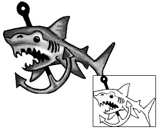 Anchor In Shark Tattoo Design