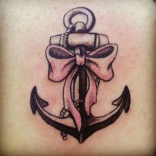 Anchor With Bow Tattoo Image