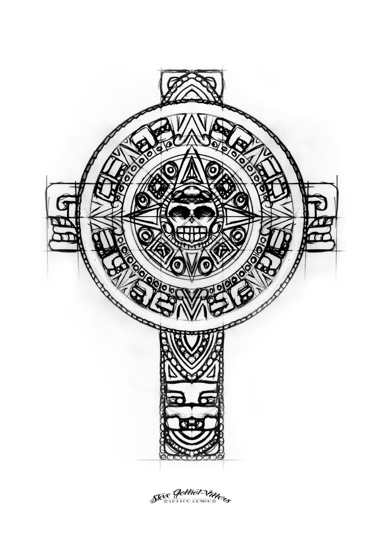 Aztec Cross Tattoo Stencil By Steve Golliot Villers