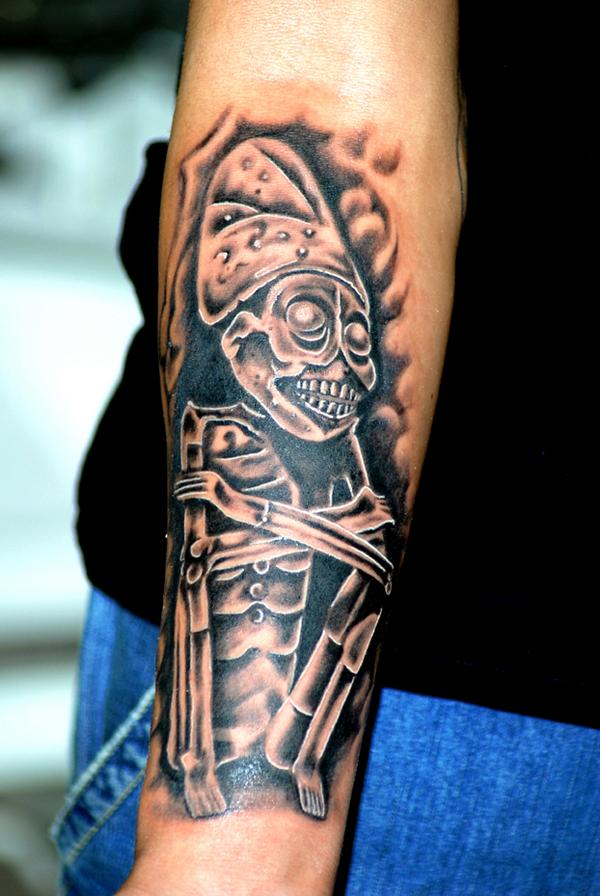 Aztec Tattoo On Right Sleeve