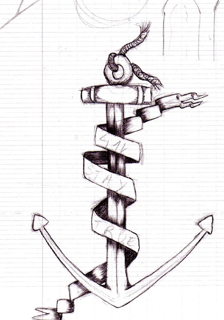 Banner And Anchor Tattoo Design