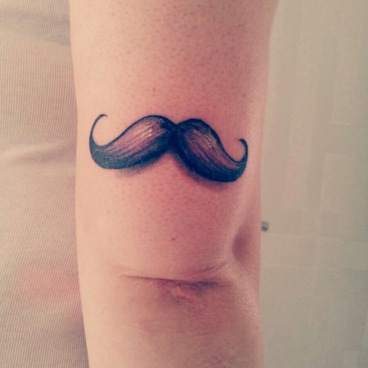 Black And Grey 3D Mustache Tattoo On Bicep