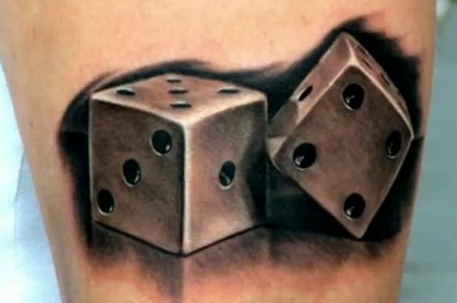 Black And Grey 3D Two Dice Tattoo Design