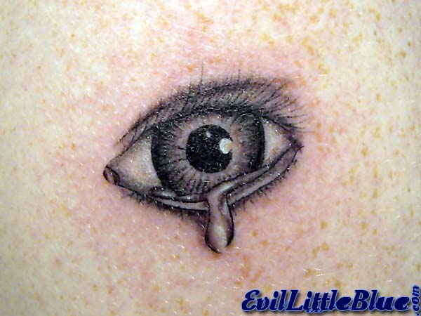 Black And Grey Crying Eye Tattoo Design By EvilLittleBlue