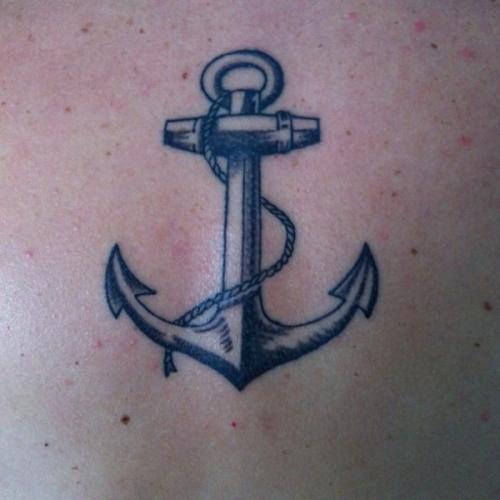 Black And Grey Rope Anchor Tattoo Image