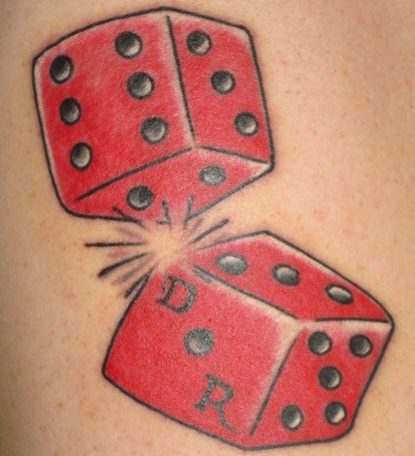 Black And Red Two Dice Tattoo Design