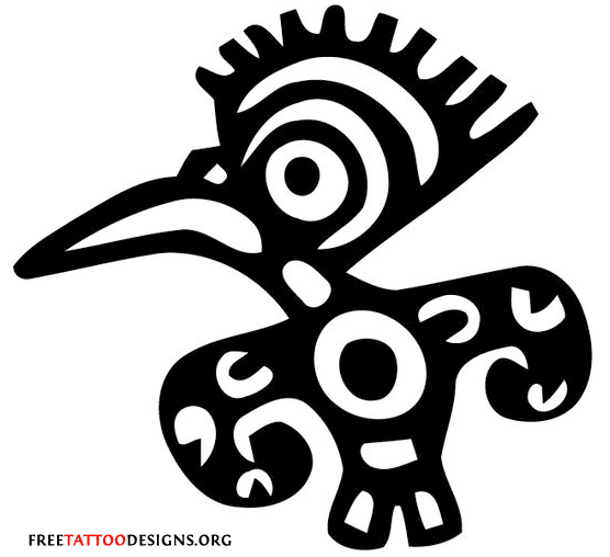 Black Aztec Bird Tattoo Stencil