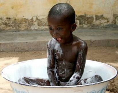 Black Baby In Bathing Tub Funny Image