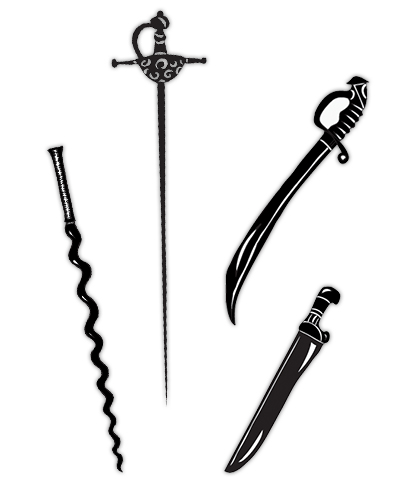 Black Four Sword Tattoo Design