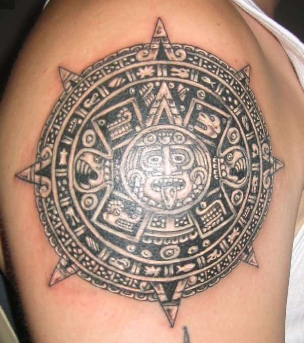 Black Ink Aztec Tattoo Idea