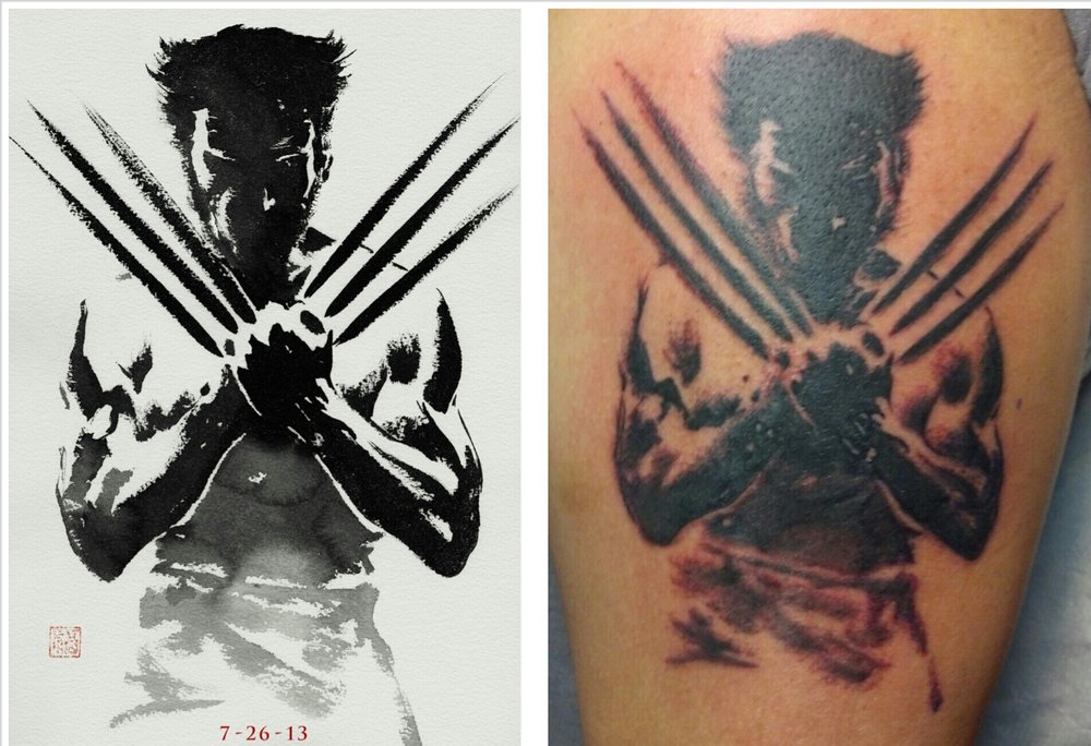 Black Ink Wolverine Tattoo Design For  Shoulder By Jason