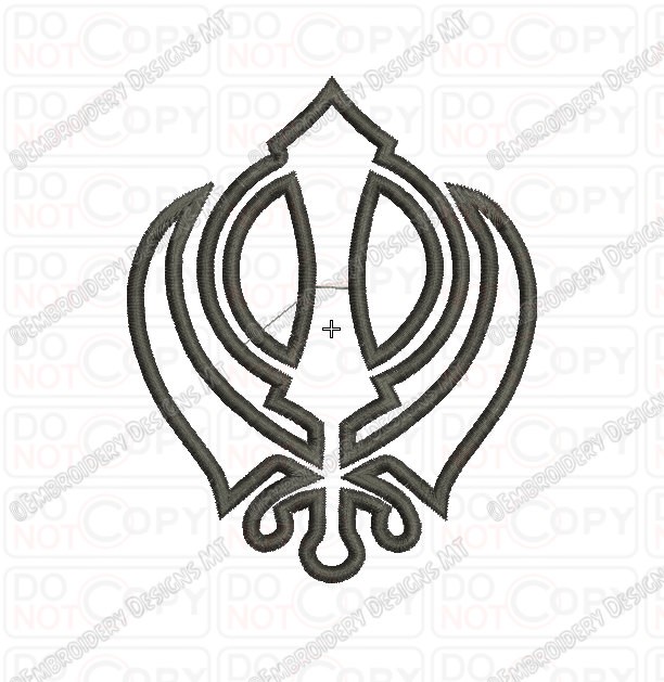 Black Outline Sikhism Khanda Tattoo Stencil