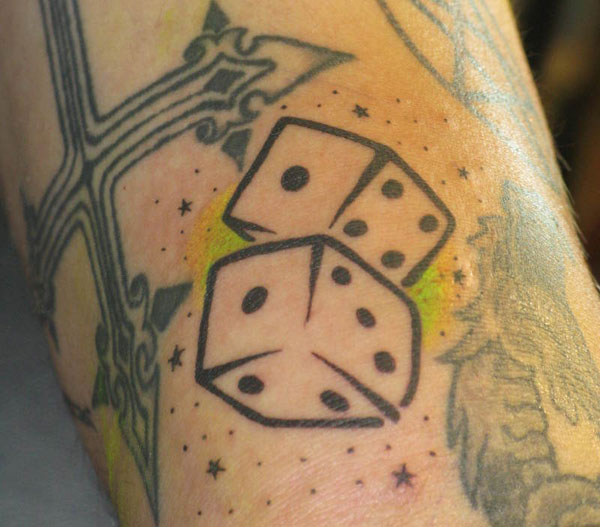 Black Outline Two Dice Tattoo Design