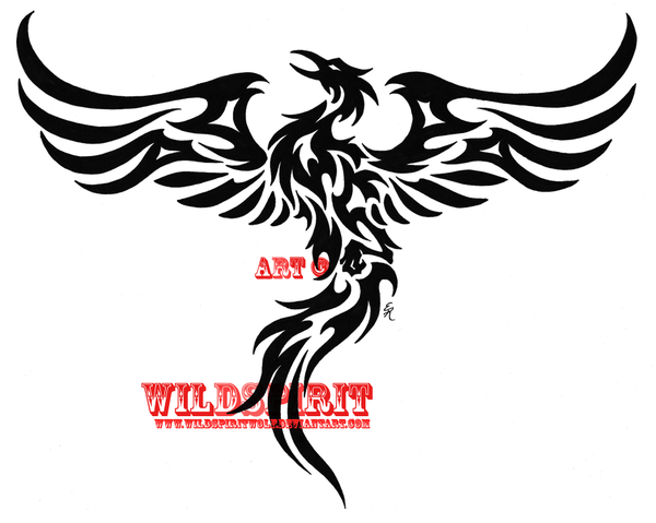 Black Tribal Phoenix Tattoo Stencil By WildSpiritWolf