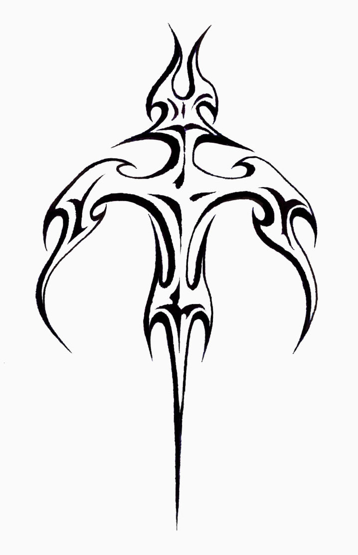 Black Tribal Sword Tattoo Stencil By Edward Addison