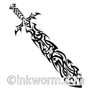 Black Tribal Sword Tattoo Stencil