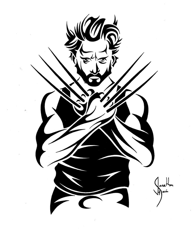 Black Wolverine Tattoo Stencil By Jonathan Harris