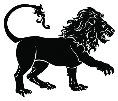 Black ink Stylized Lion Tattoo Illustration