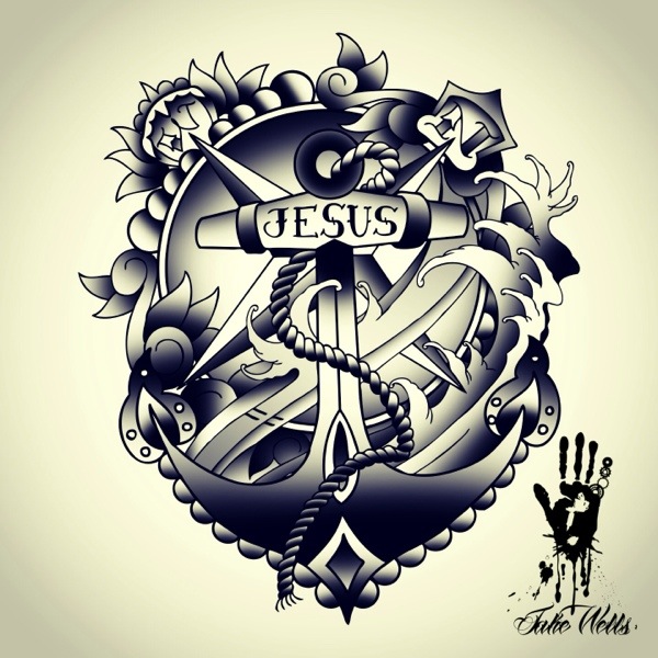 Christian Jesus Anchor Tattoo Design
