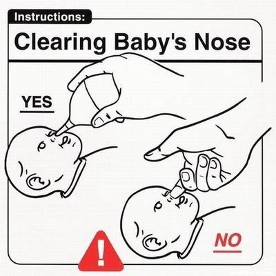 Clearing Baby's Nose Funny Instruction Picture