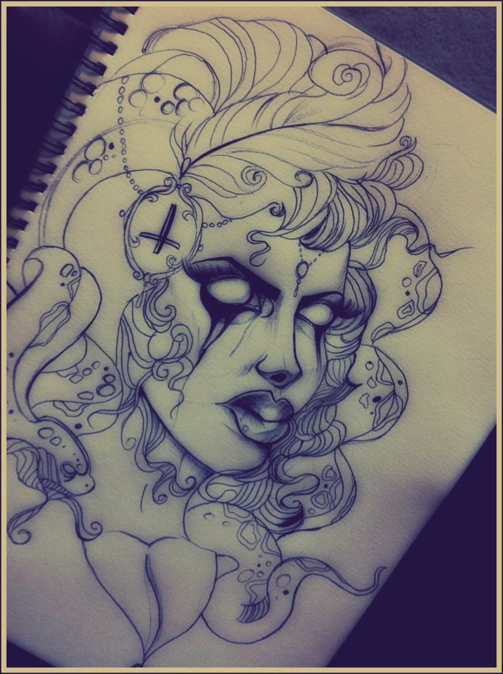 Clown Medusa Face Tattoo Design Idea