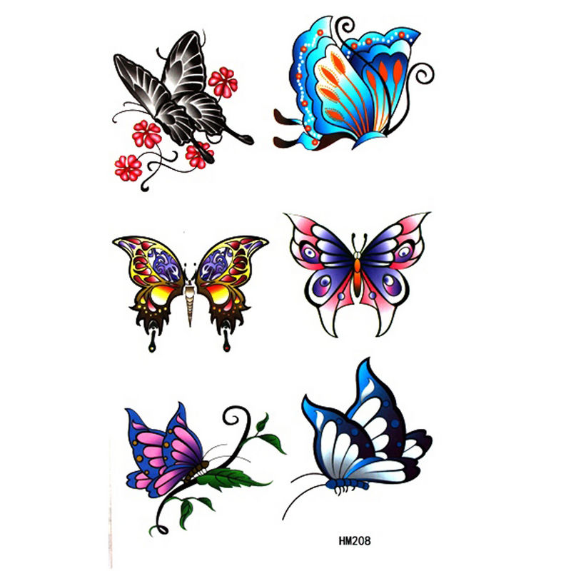 Colorful Butterflies Tattoo Flash