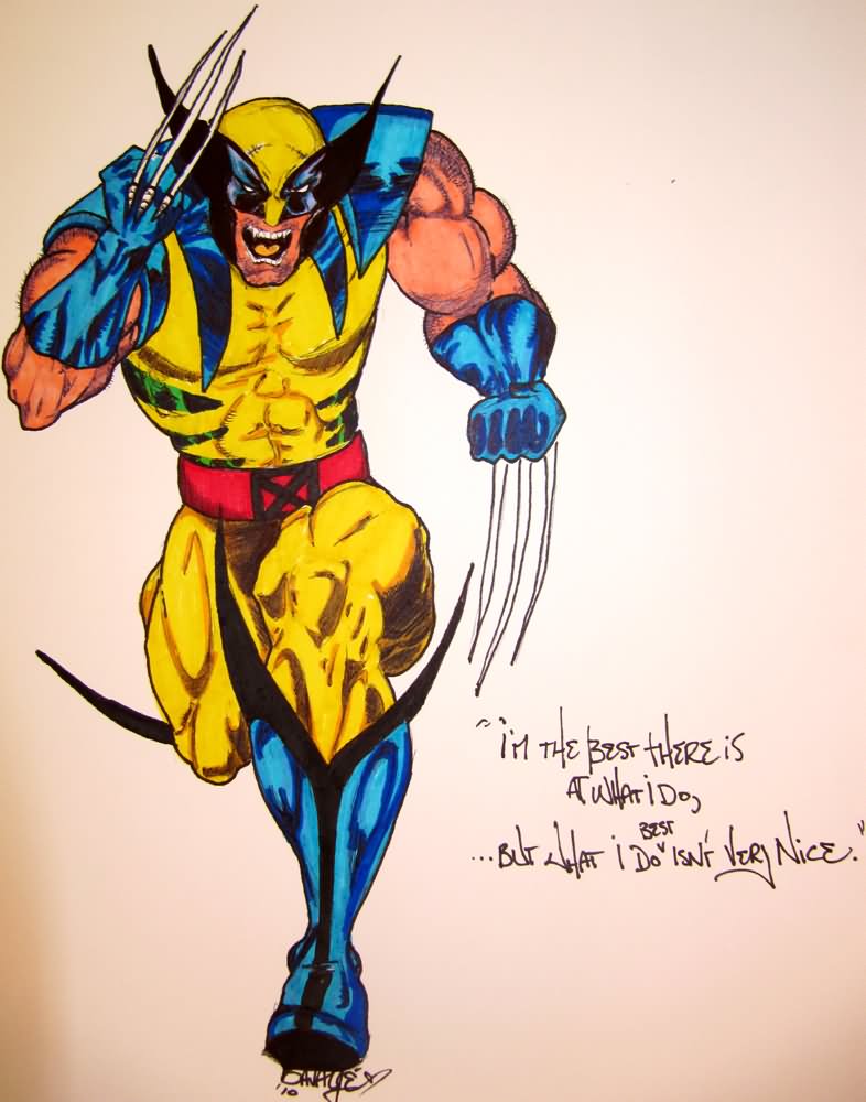 Colorful Cartoon Wolverine Tattoo Design By Rusti Savage