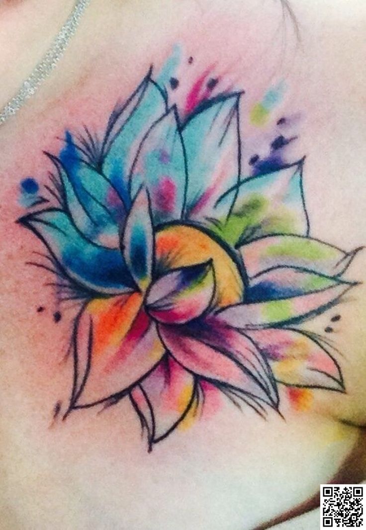 Colorful Lotus Flower Tattoo Design