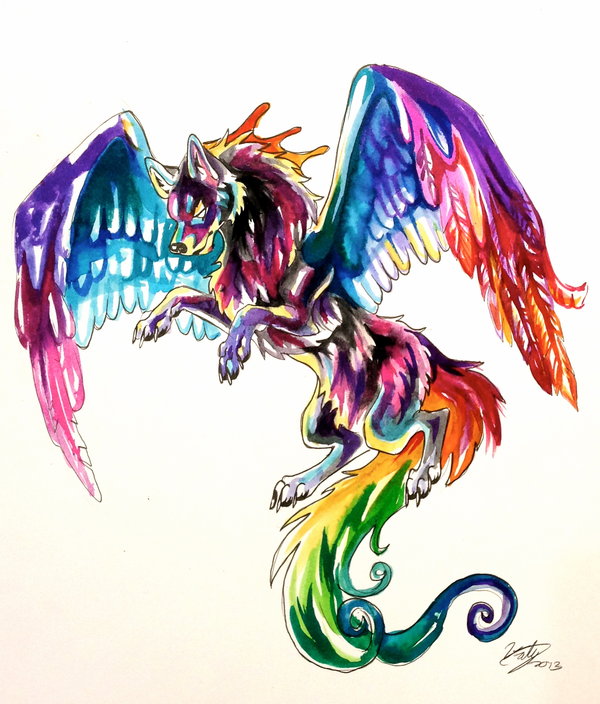 Featured image of post Rainbow Wolf Drawing With Wings