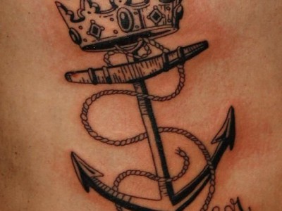 Crown Anchor Tattoo Closeup Image