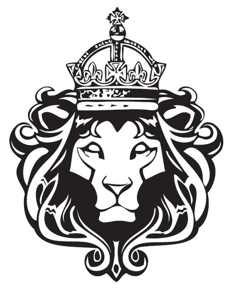 Crowned King Lion Face Tattoo Design