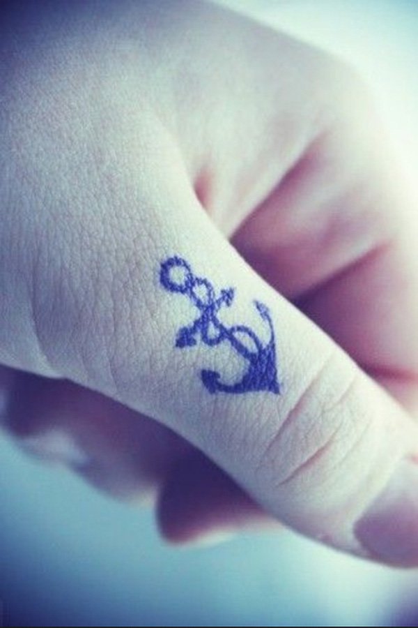 Cute Small Anchor Tattoo On Thumb
