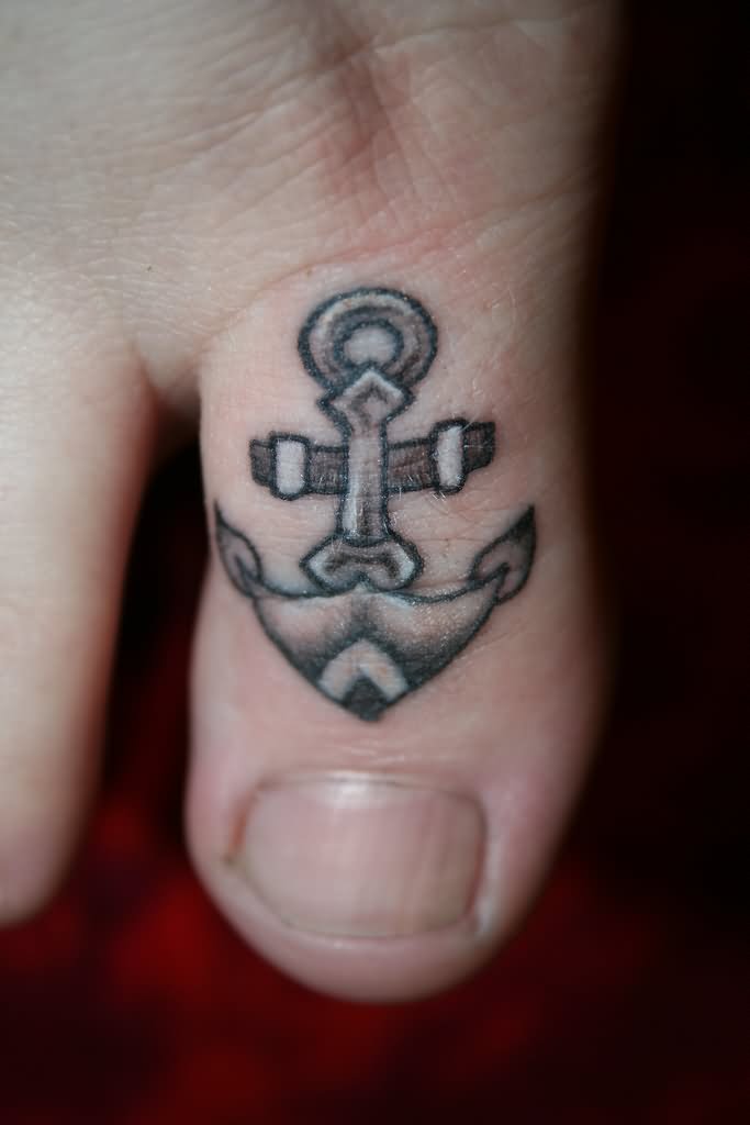 Cute Small Anchor Tattoo On Toe