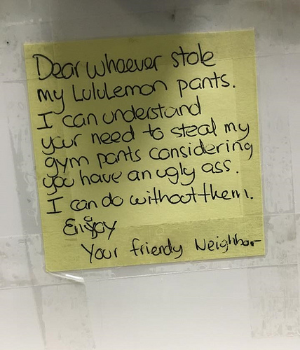 Dear Whoever Stole My LuluLemon Pants Funny Letter Image