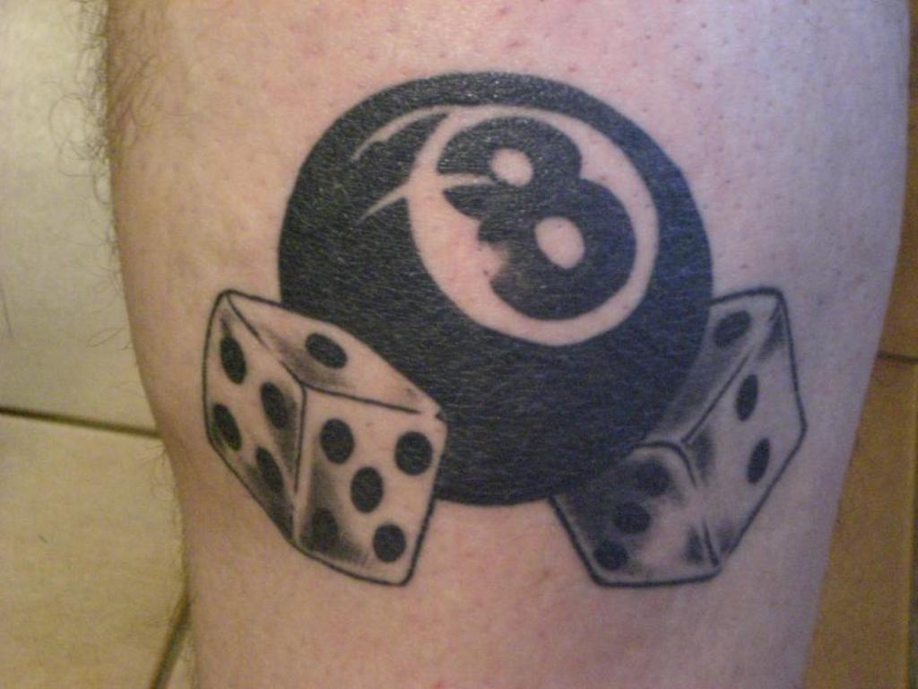 Eight Ball With Two Dice Tattoo Design
