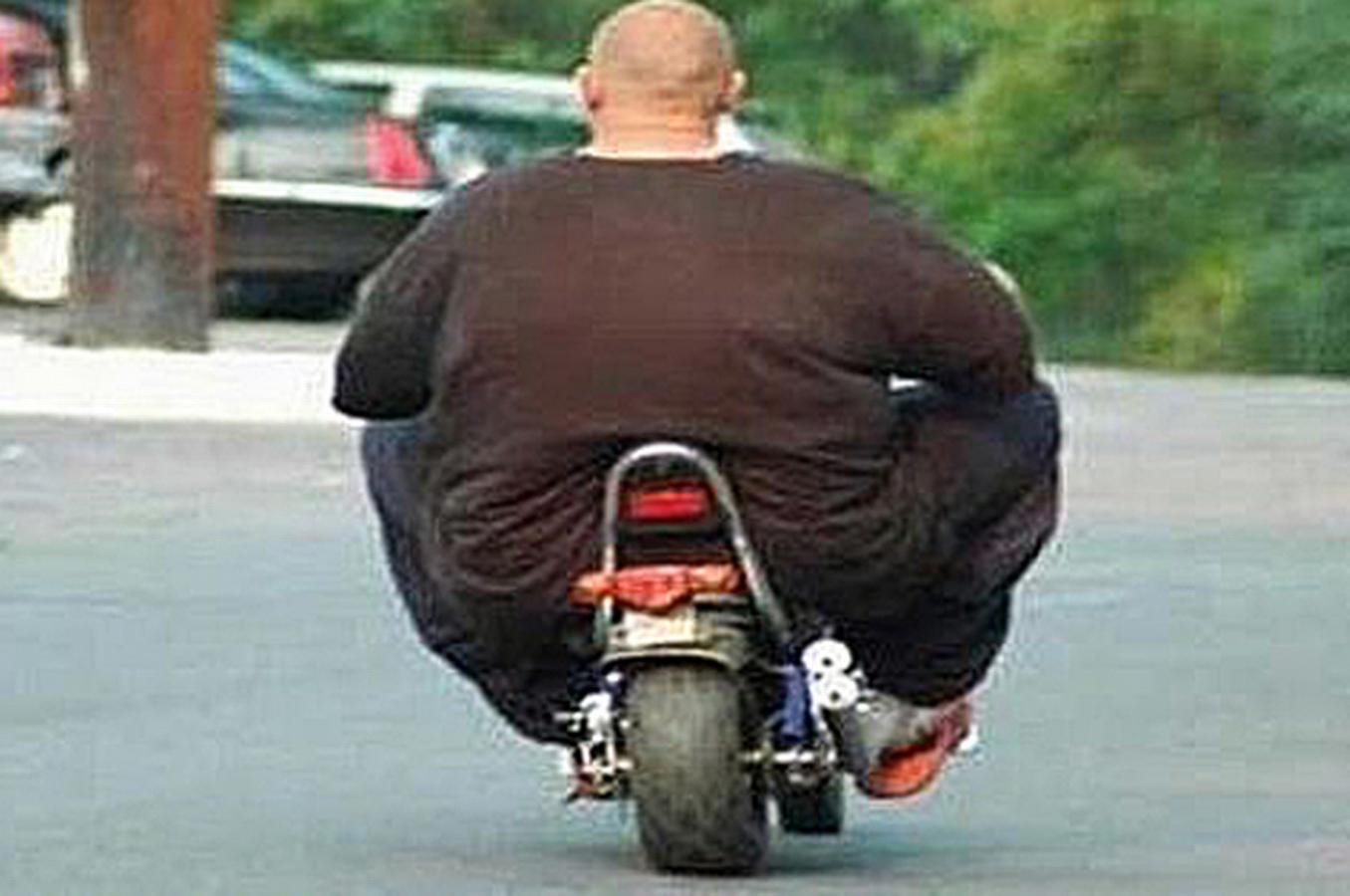 Fatty Man Riding Tiny Bike Funny Picture
