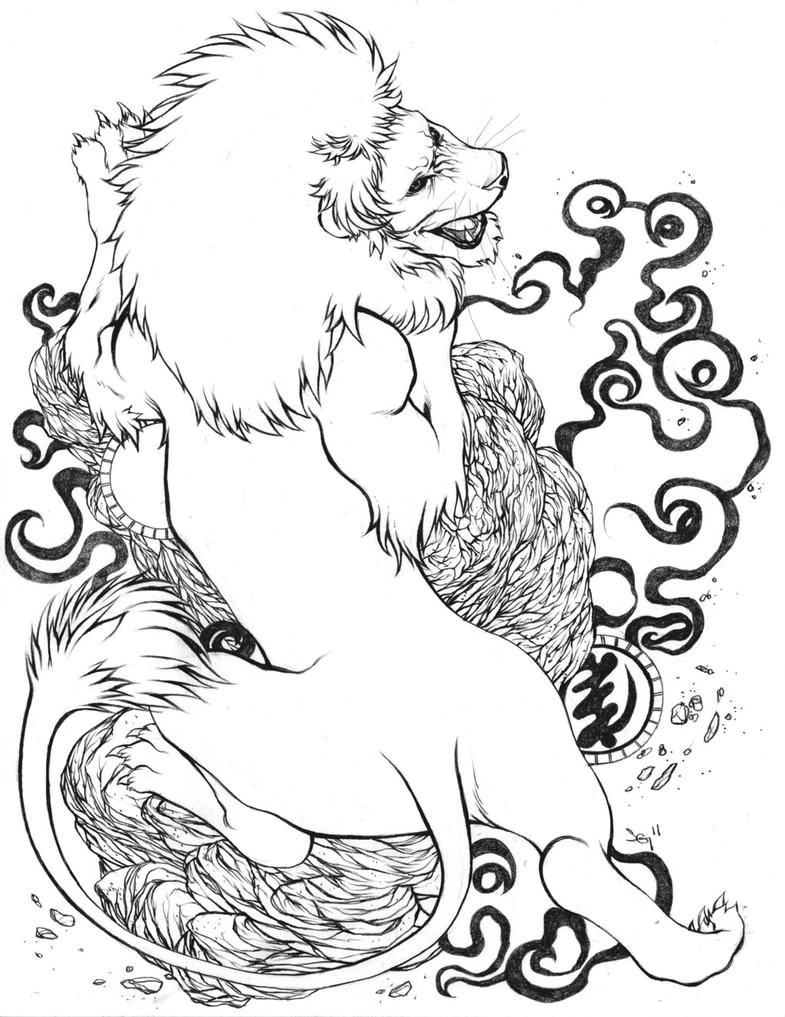 Fighting lion tattoo design by ShaneGreer