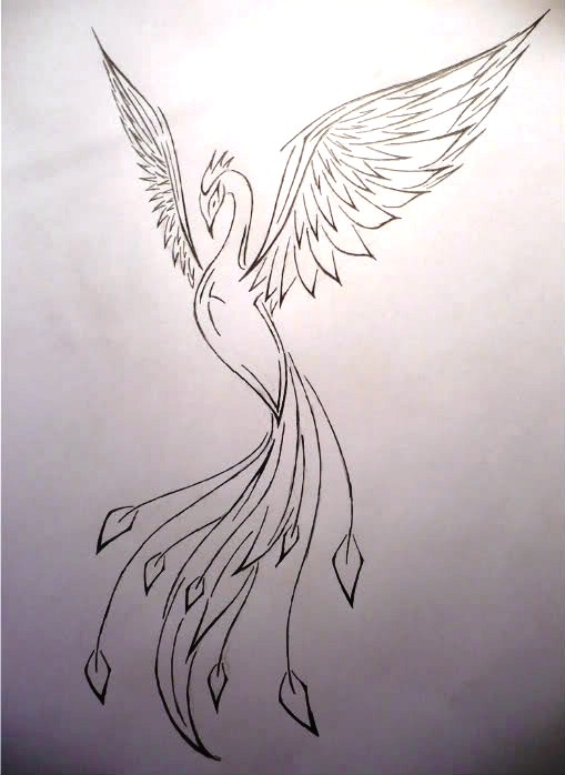 Flying Phoenix Tattoo Stencil By Marica Stefan