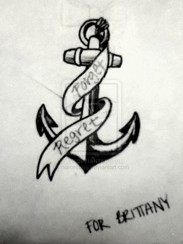 Forget Regret Banners With Anchor Tattoo Design