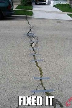 Funny Duct Tape Fixed On Road Picture
