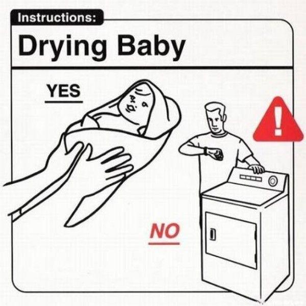 Funny Instructions Drying Baby Picture