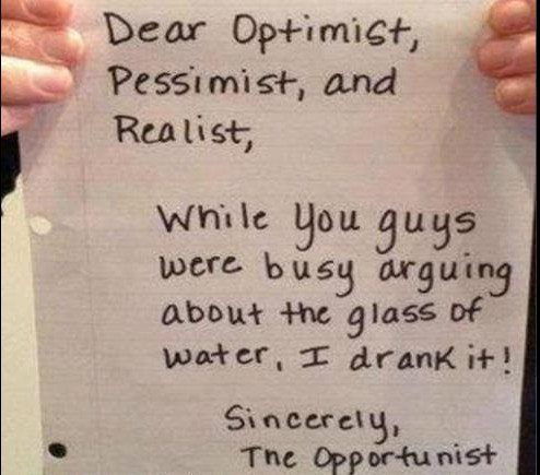 Funny Letter For Optimist, Pessimist And Realist