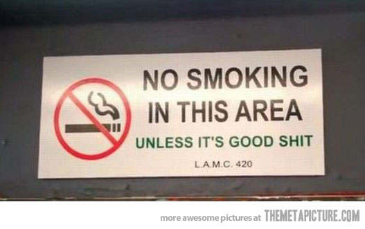 Funny No Smoking Area Sign Picture