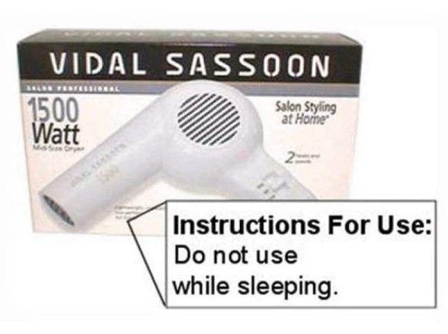 Hair Dryer Funny Instruction For Use Do Not Use While Sleeping