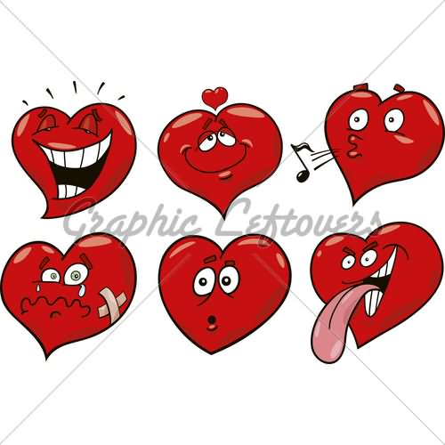 Hearts Faces Funny Clipart
