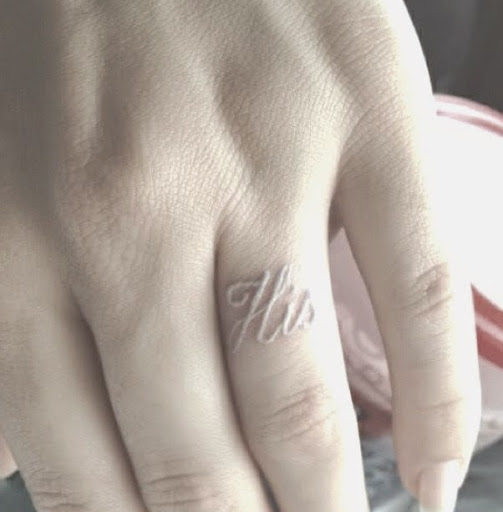 His Word White Ink Finger Tattoo