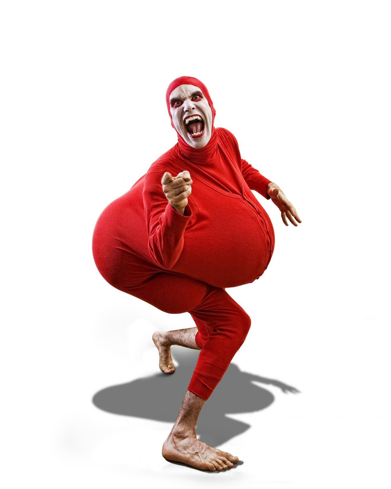Julian Caddy With Funny Weird Red Costume